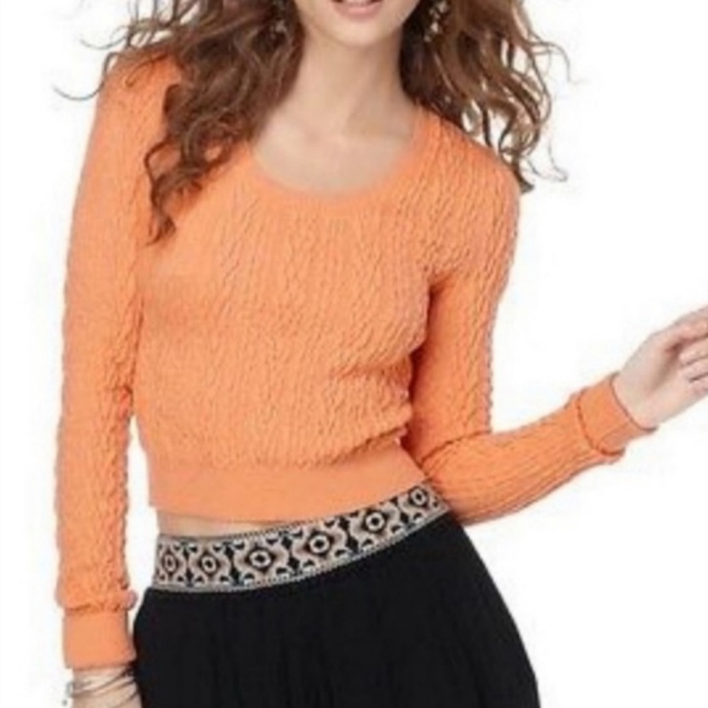 Free People cable knit cropped cotton/wool top Size - S